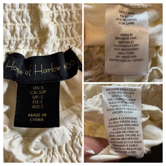 House of Harlow 1960 Cream Linen Paperbag Waist Wide Leg Boho Pants Size S - Picture 3 of 8